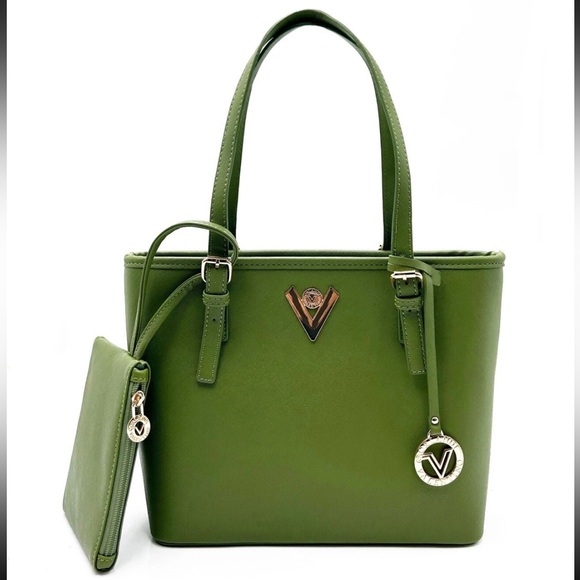 Valentino Orlandi Handbags - Valentino Orlandi Olive Green Tote with Pouch